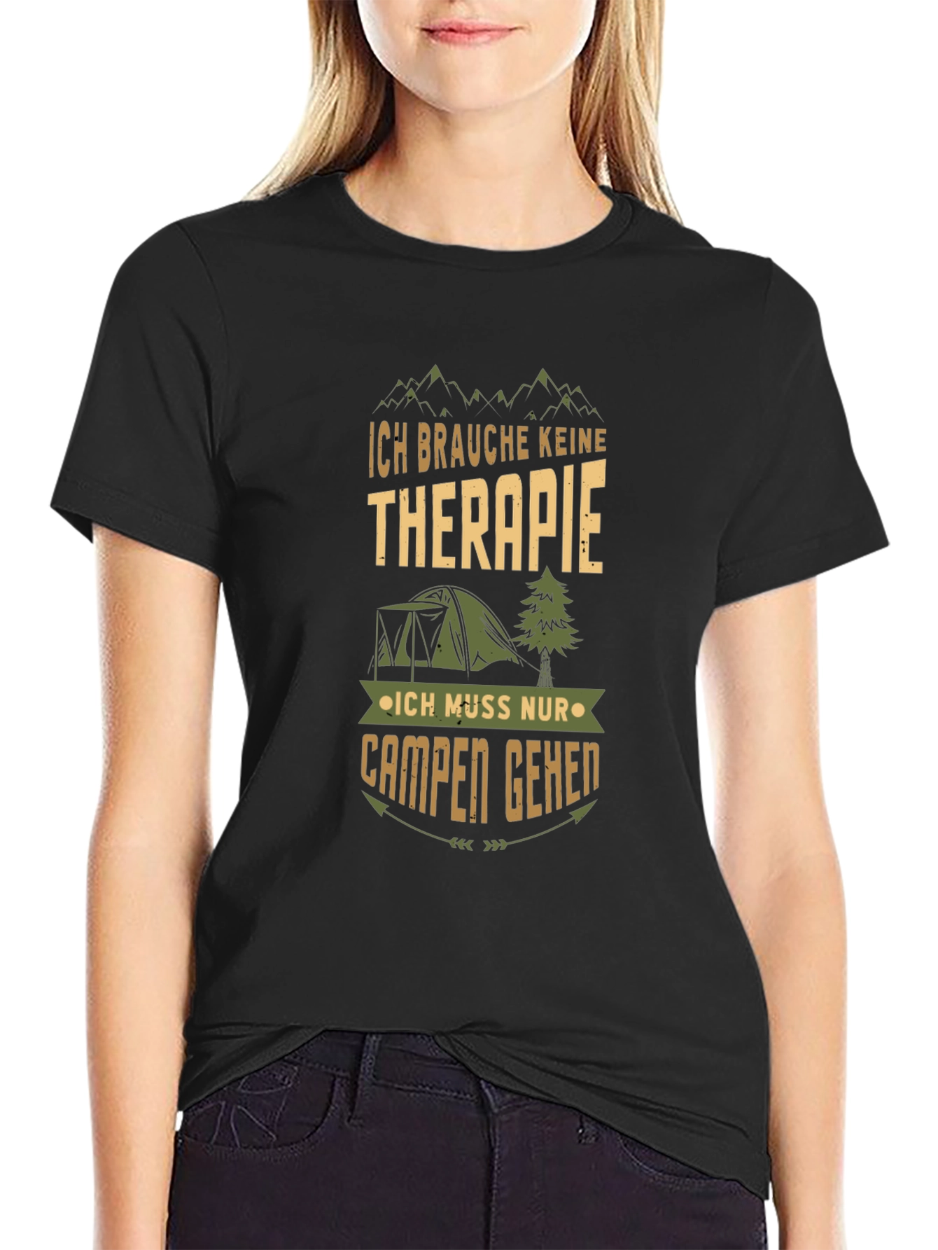 Camping Therapy T-Shirt - Mens Black Graphic Tee