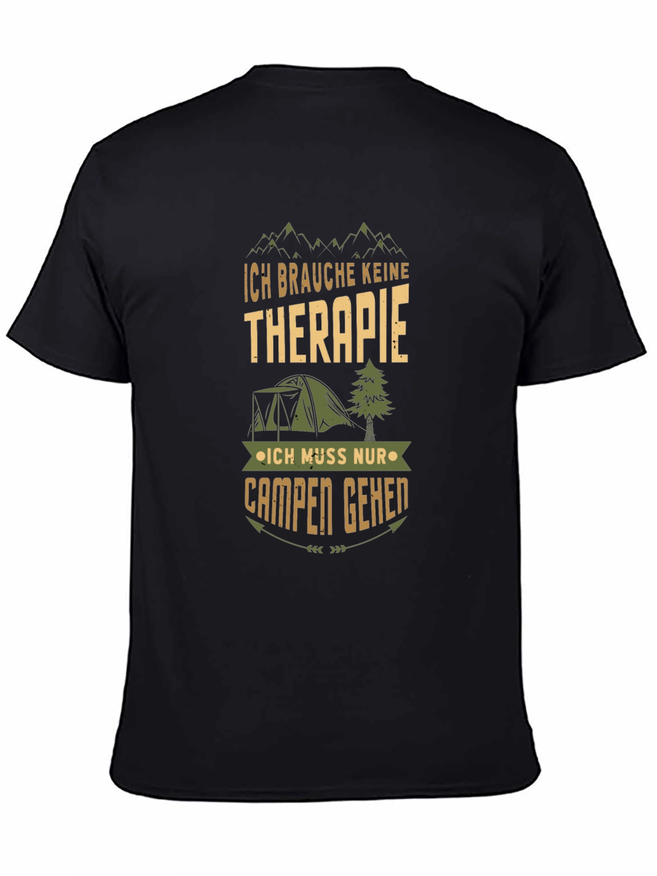 Camping Therapy T-Shirt - Mens Black Graphic Tee
