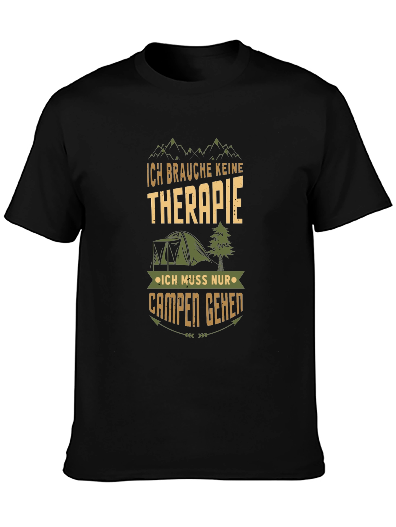 Camping Therapy T-Shirt - Mens Black Graphic Tee