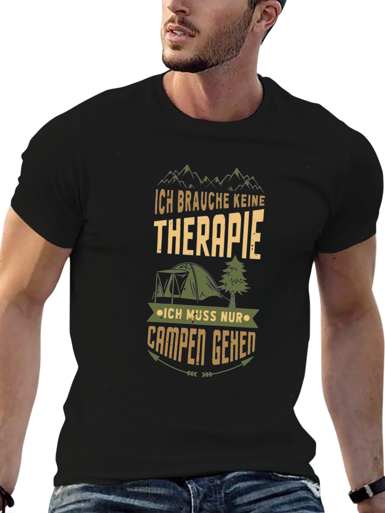 Camping Therapy T-Shirt - Mens Black Graphic Tee