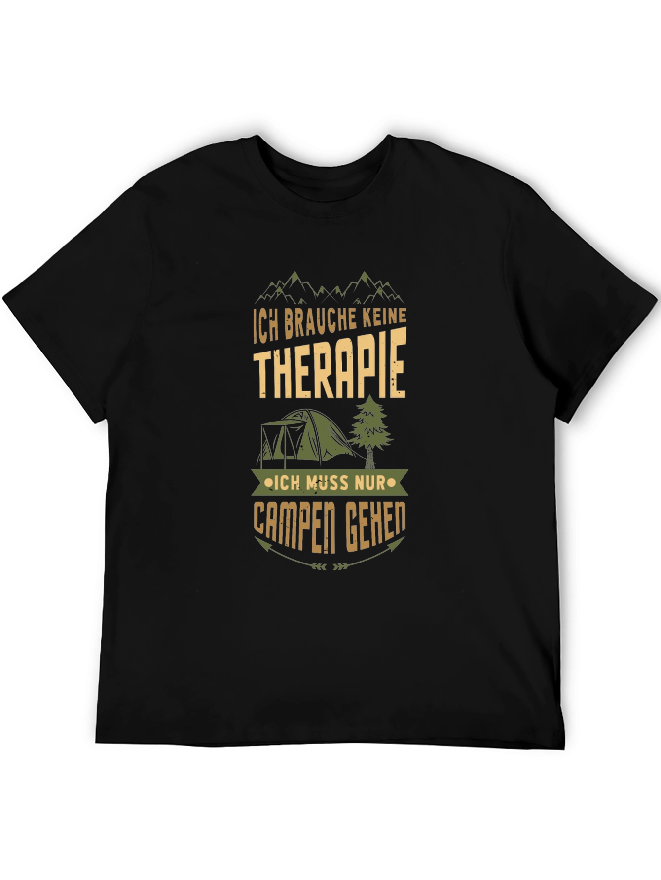 Camping Therapy T-Shirt - Mens Black Graphic Tee