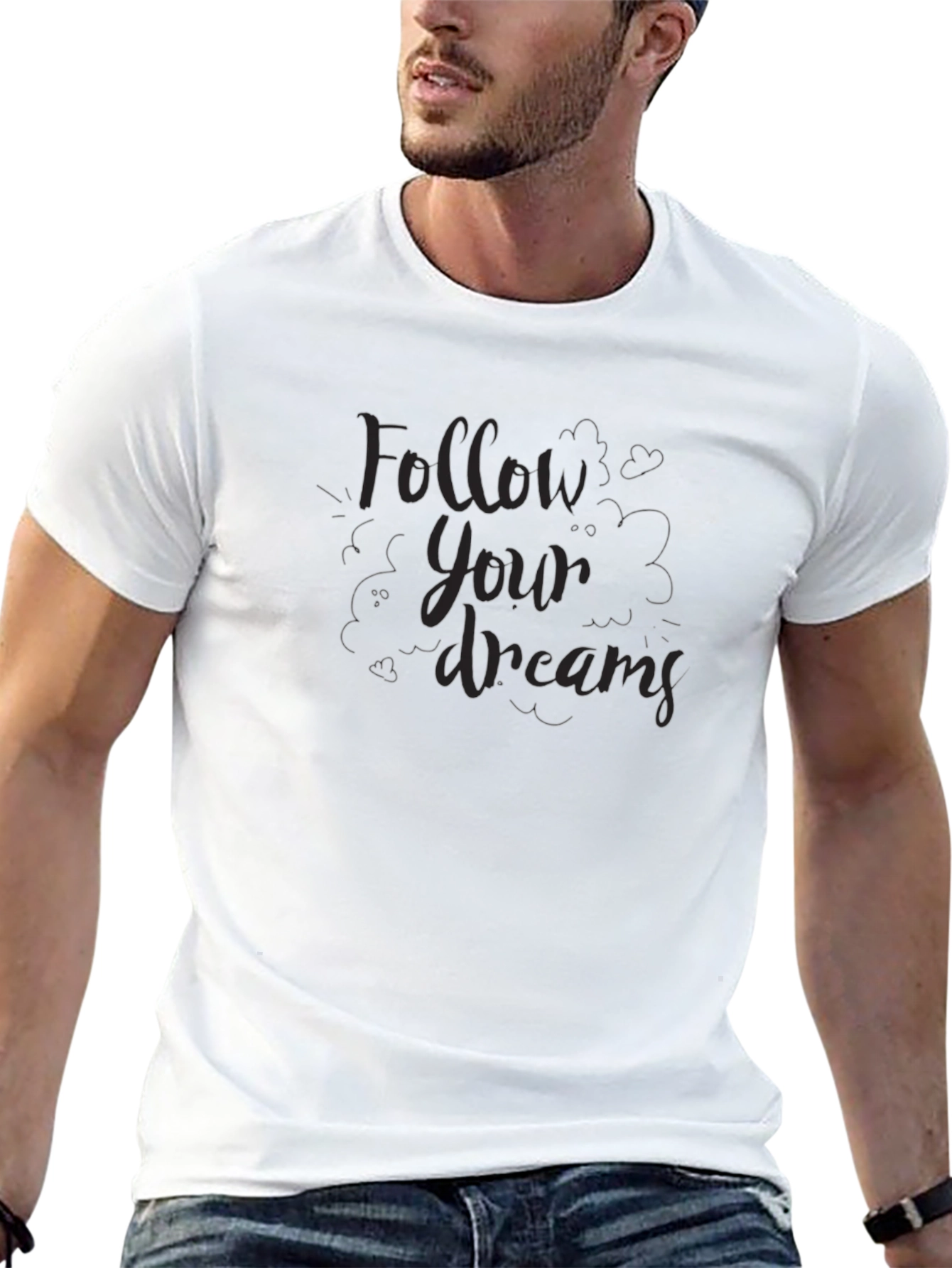 Follow Your Dreams Black Graphic T-Shirt