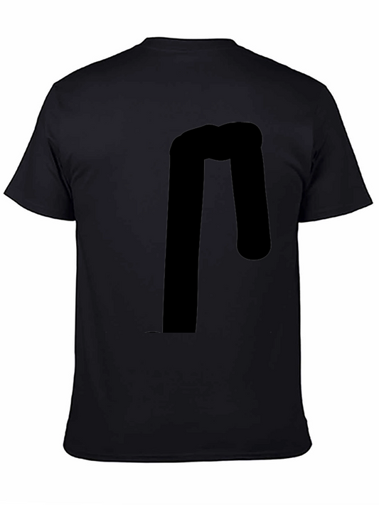 Minimalist Black Cotton Tee with Abstract Design