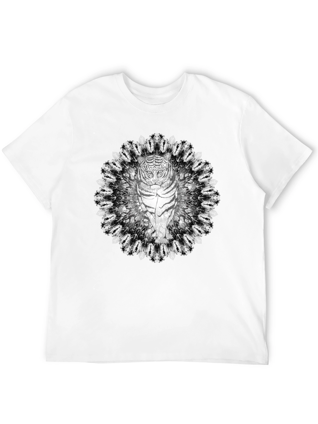 Tiger Mandala Graphic Tee - Black Cotton T-Shirt