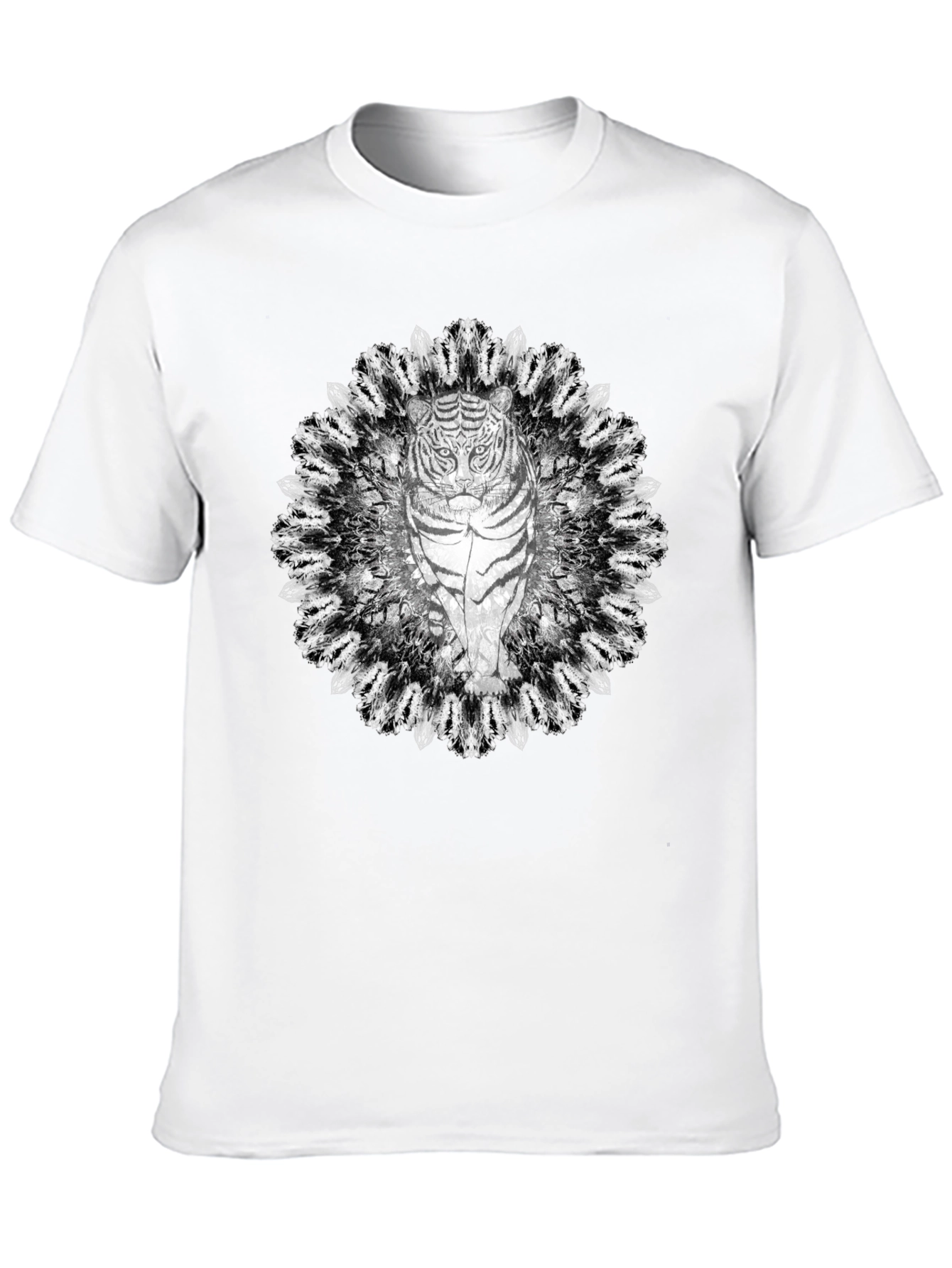 Tiger Mandala Graphic Tee - Black Cotton T-Shirt
