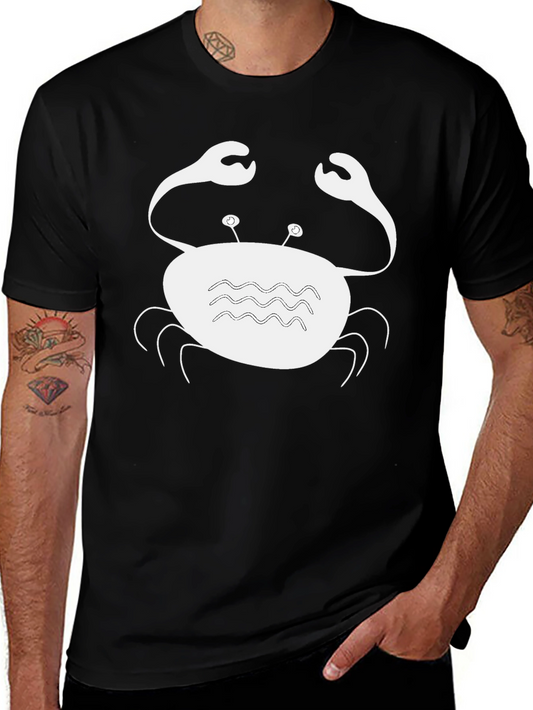 Black T-Shirt with White Crab Graphic