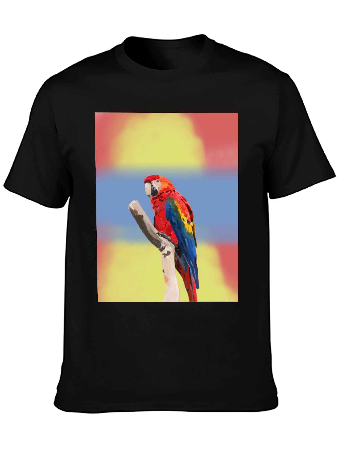 Macaw Parrot Graphic Tee - Mens Black T-Shirt