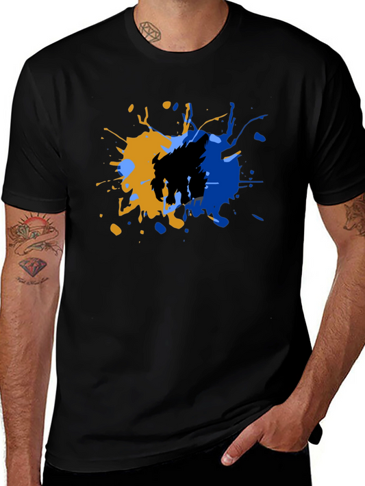 Abstract Wolf Graphic Tee - Cool Ink Splatter Design