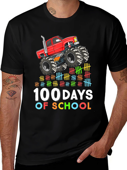 100 Days of School Monster Truck Kids T-Shirt