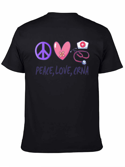 Peace Love CRNA T-Shirt Nurse Anesthetist Tee