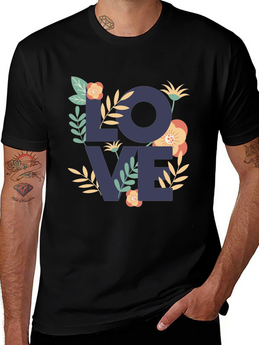 Floral Love Graphic Black T-Shirt