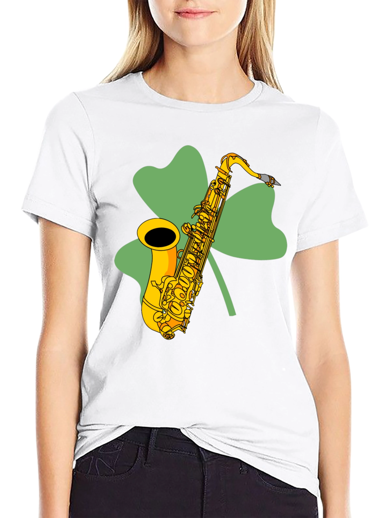 St. Patricks Day Saxophone Shamrock T-Shirt