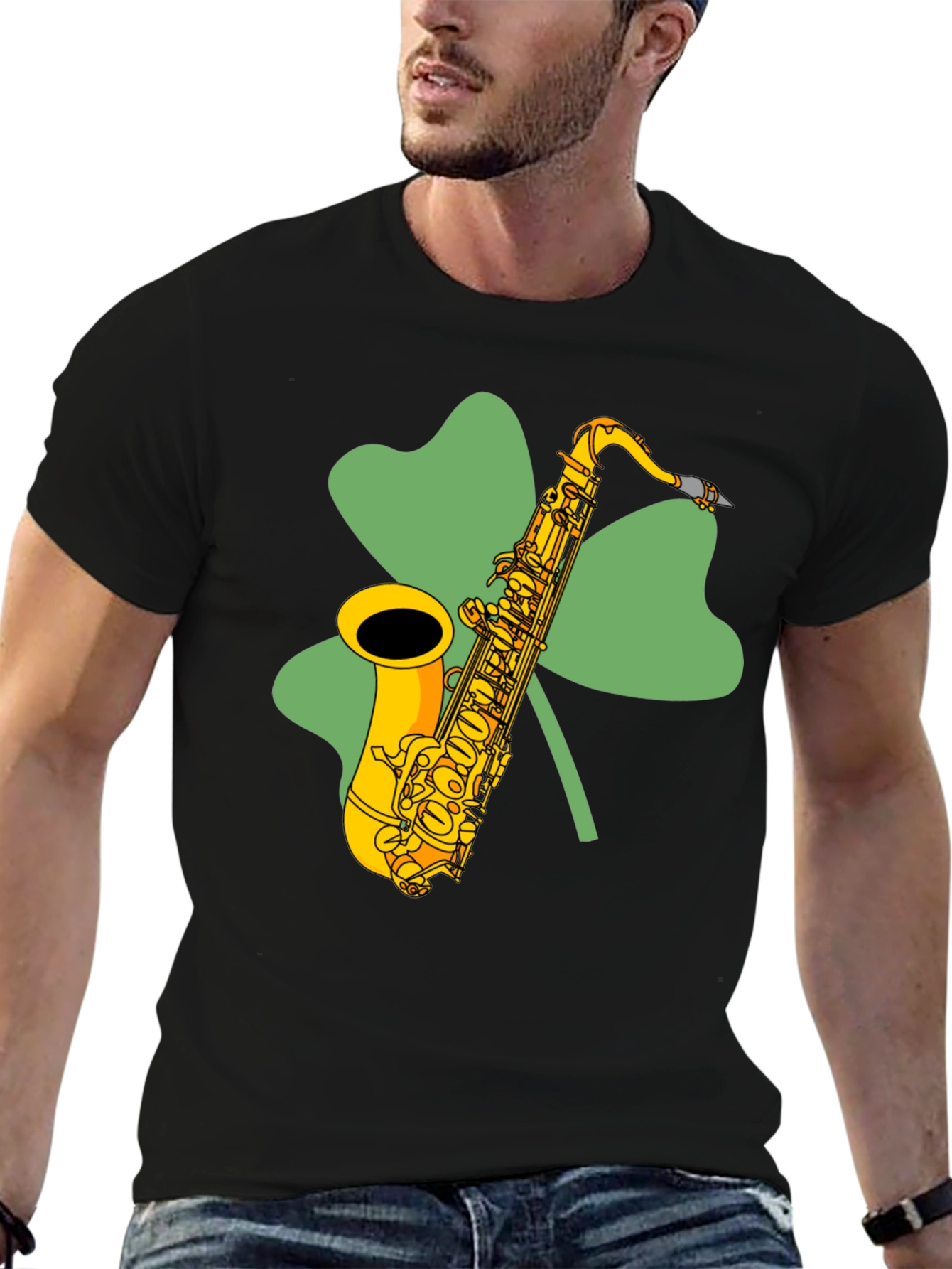 St. Patricks Day Saxophone Shamrock T-Shirt