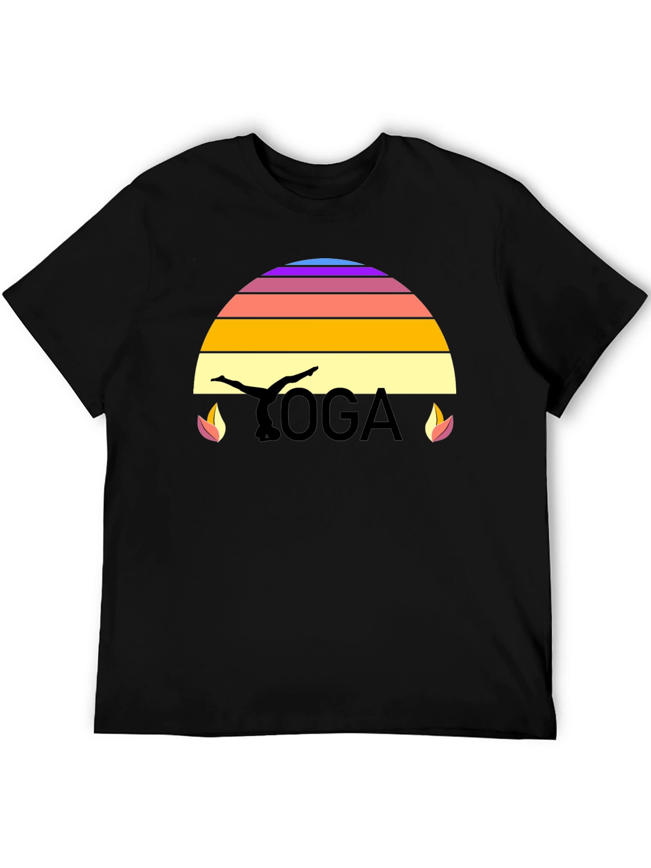 Yoga Sunset Graphic T-Shirt - Black