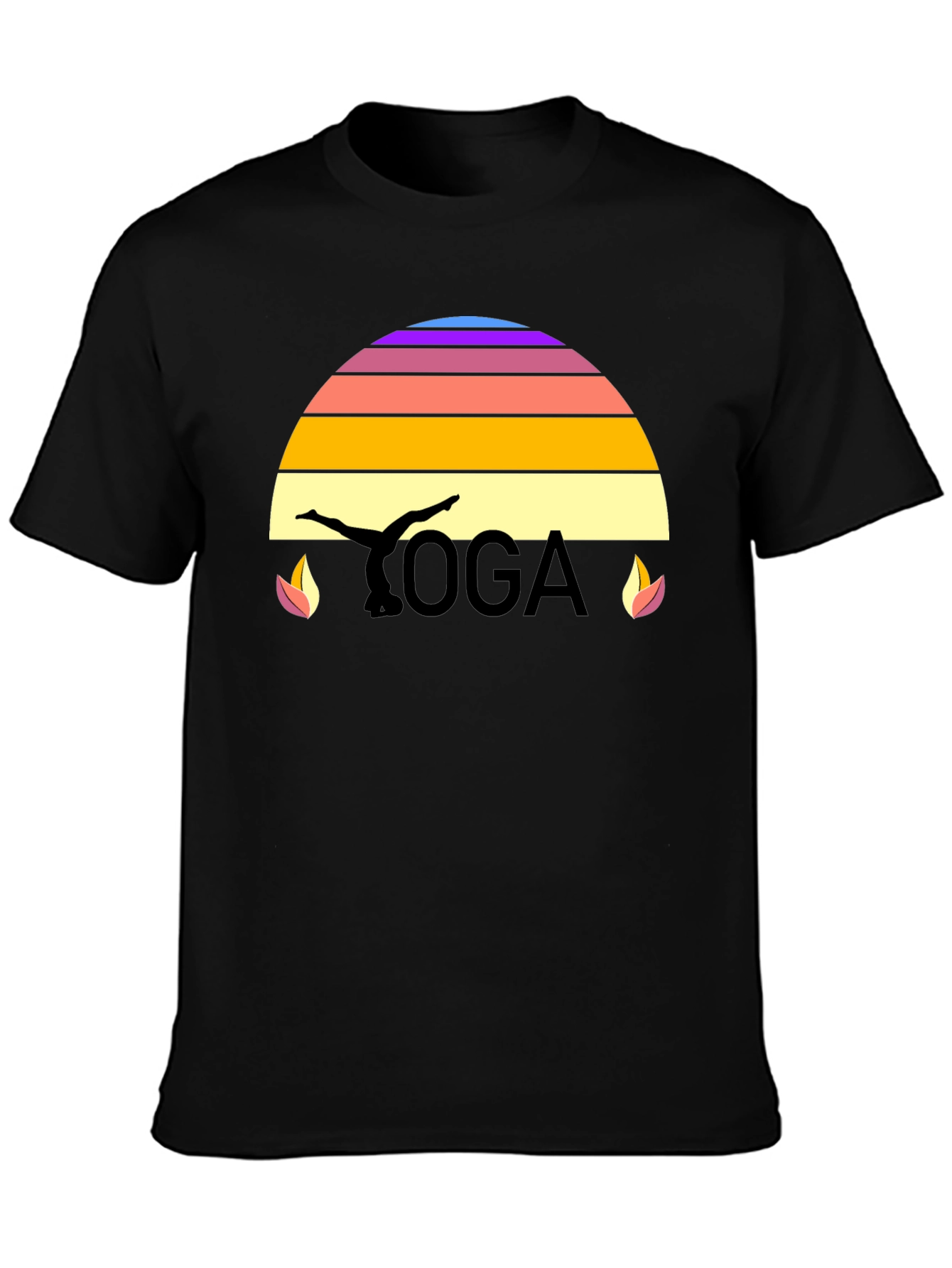 Yoga Sunset Graphic T-Shirt - Black