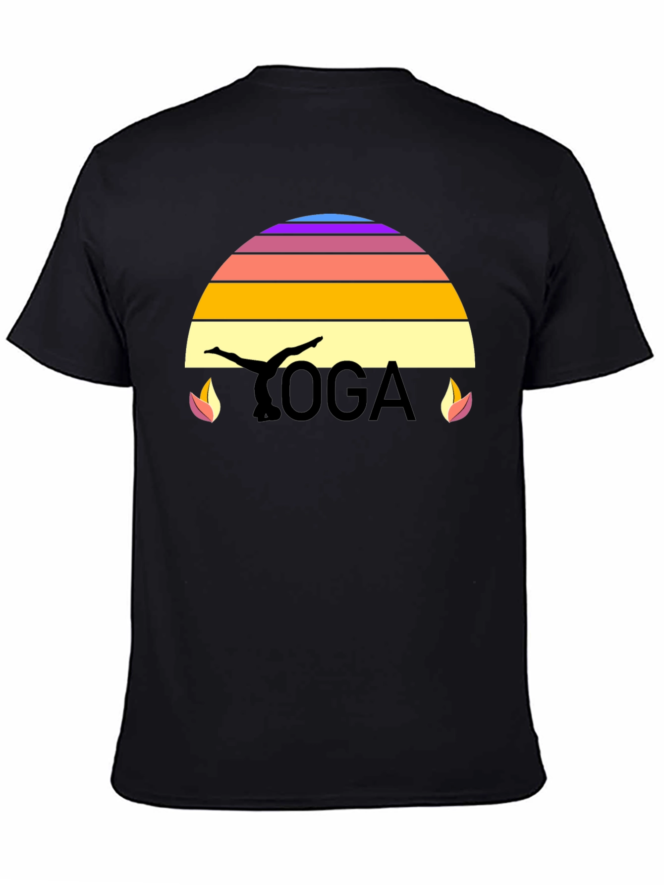 Yoga Sunset Graphic T-Shirt - Black
