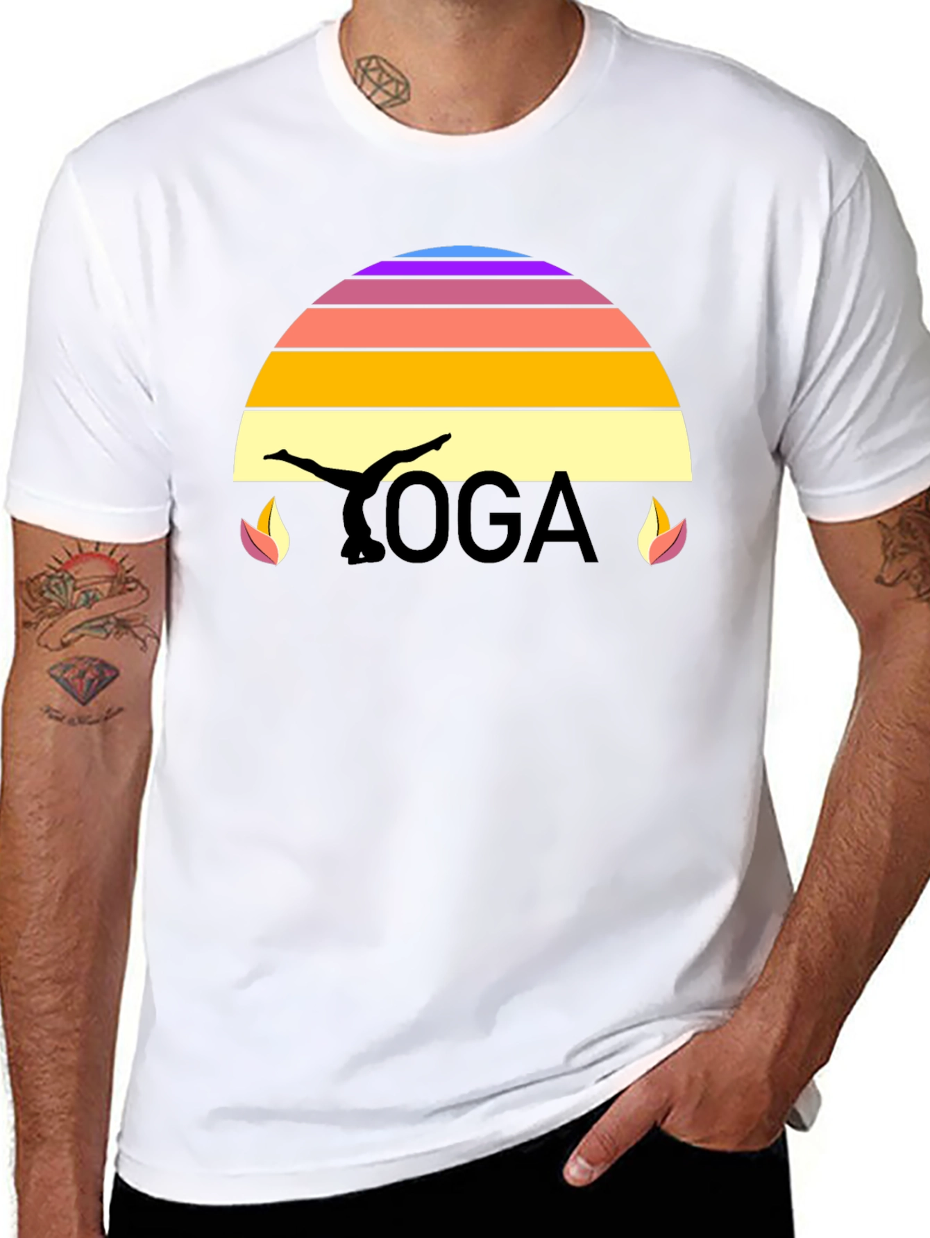 Yoga Sunset Graphic T-Shirt - Black