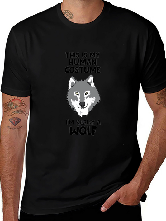 Human Costume Wolf Graphic Tee - Funny Novelty Shirt