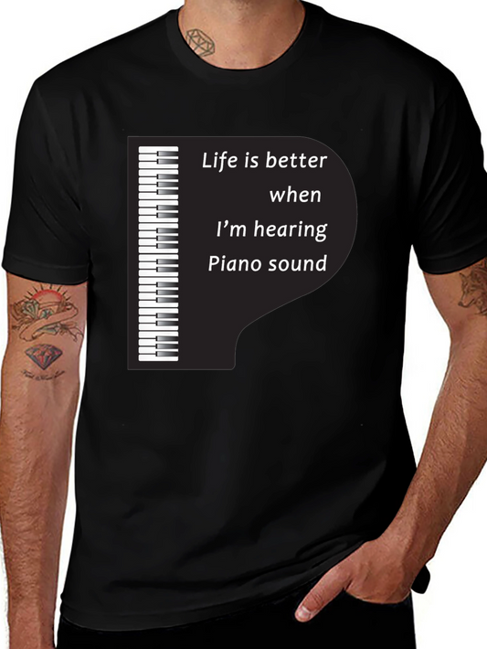 Piano Music Lover Black T-Shirt - Life is Better
