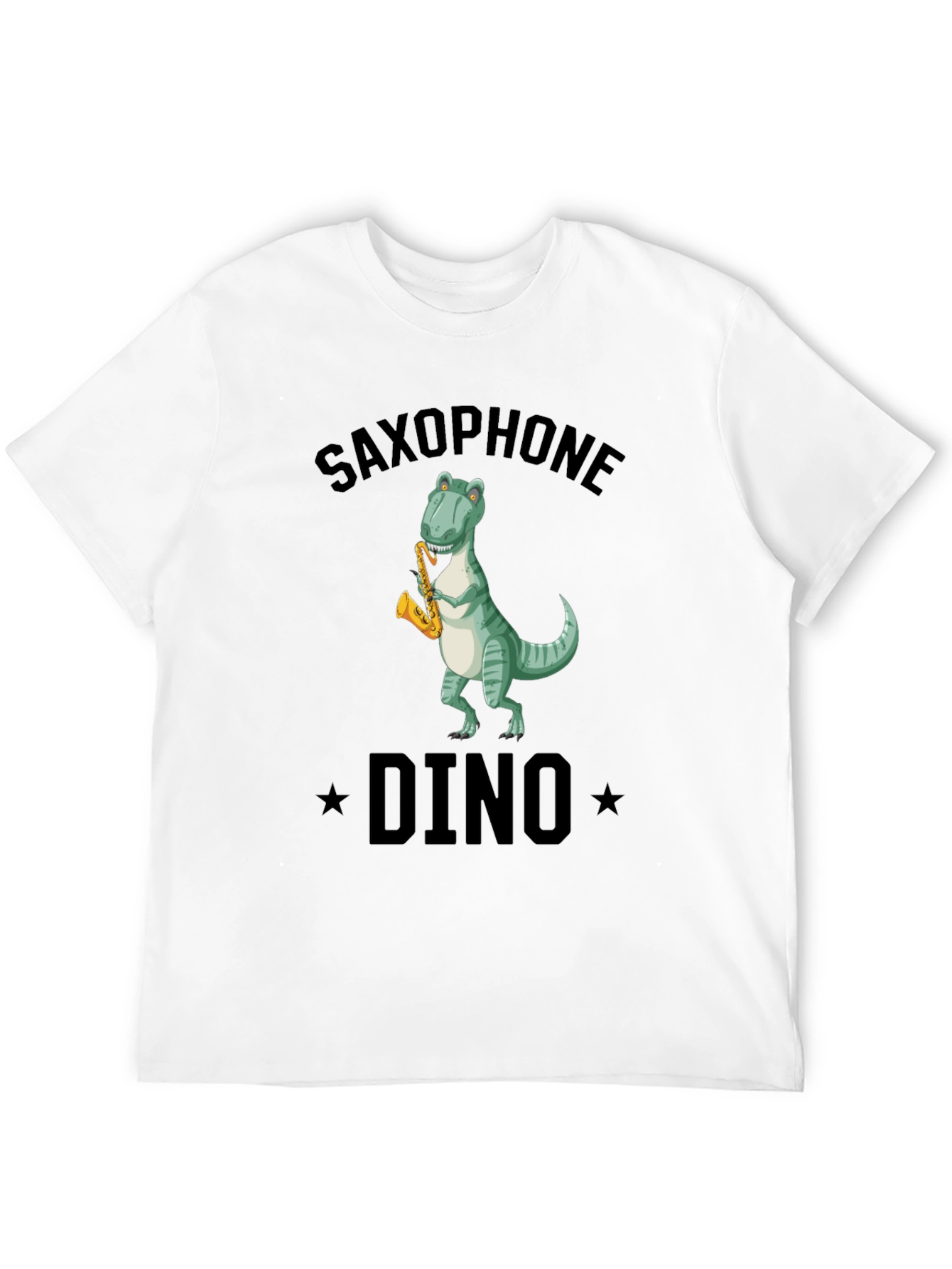 Saxophone Dino T-Shirt - Black Cotton Tee
