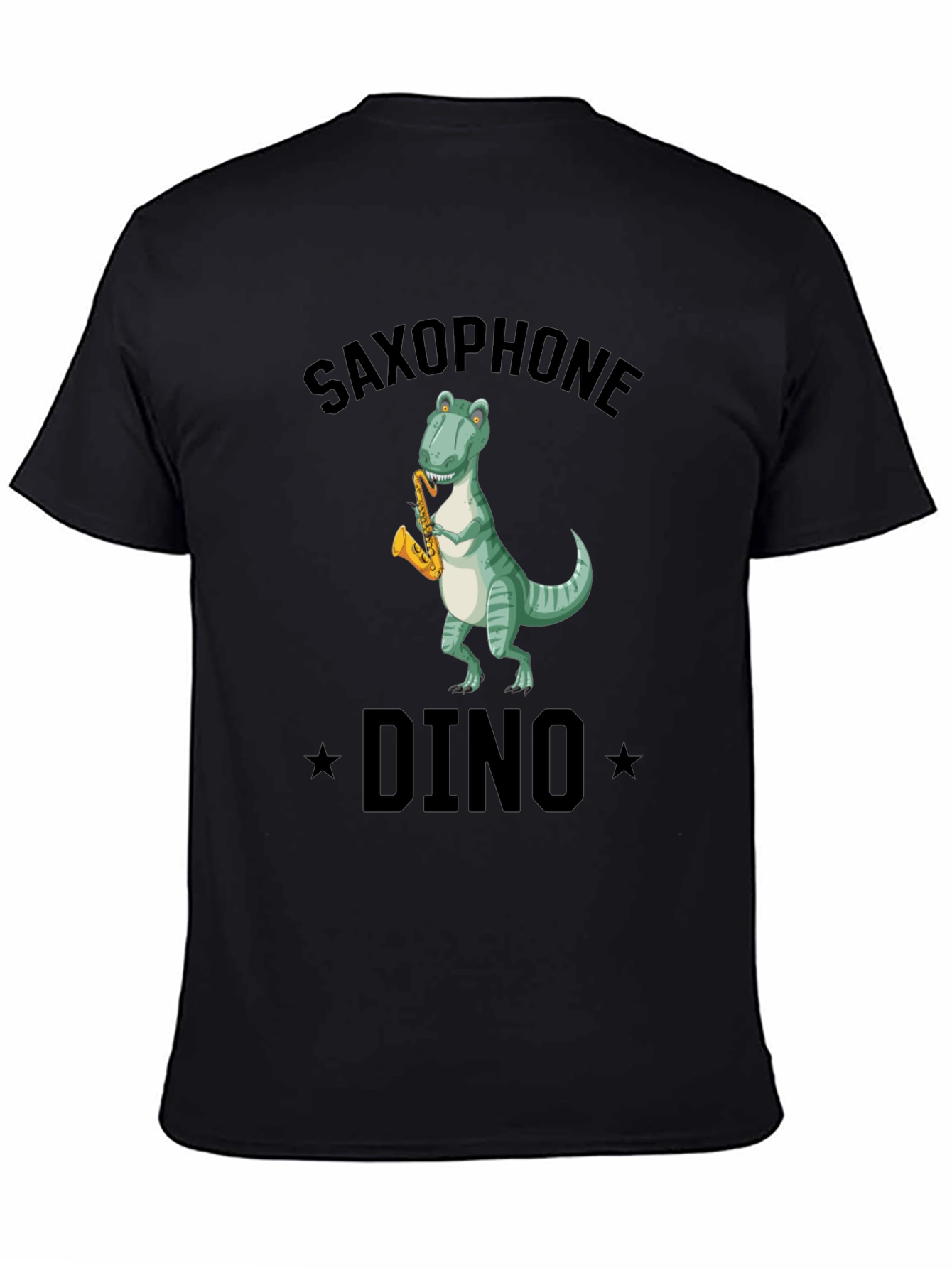Saxophone Dino T-Shirt - Black Cotton Tee