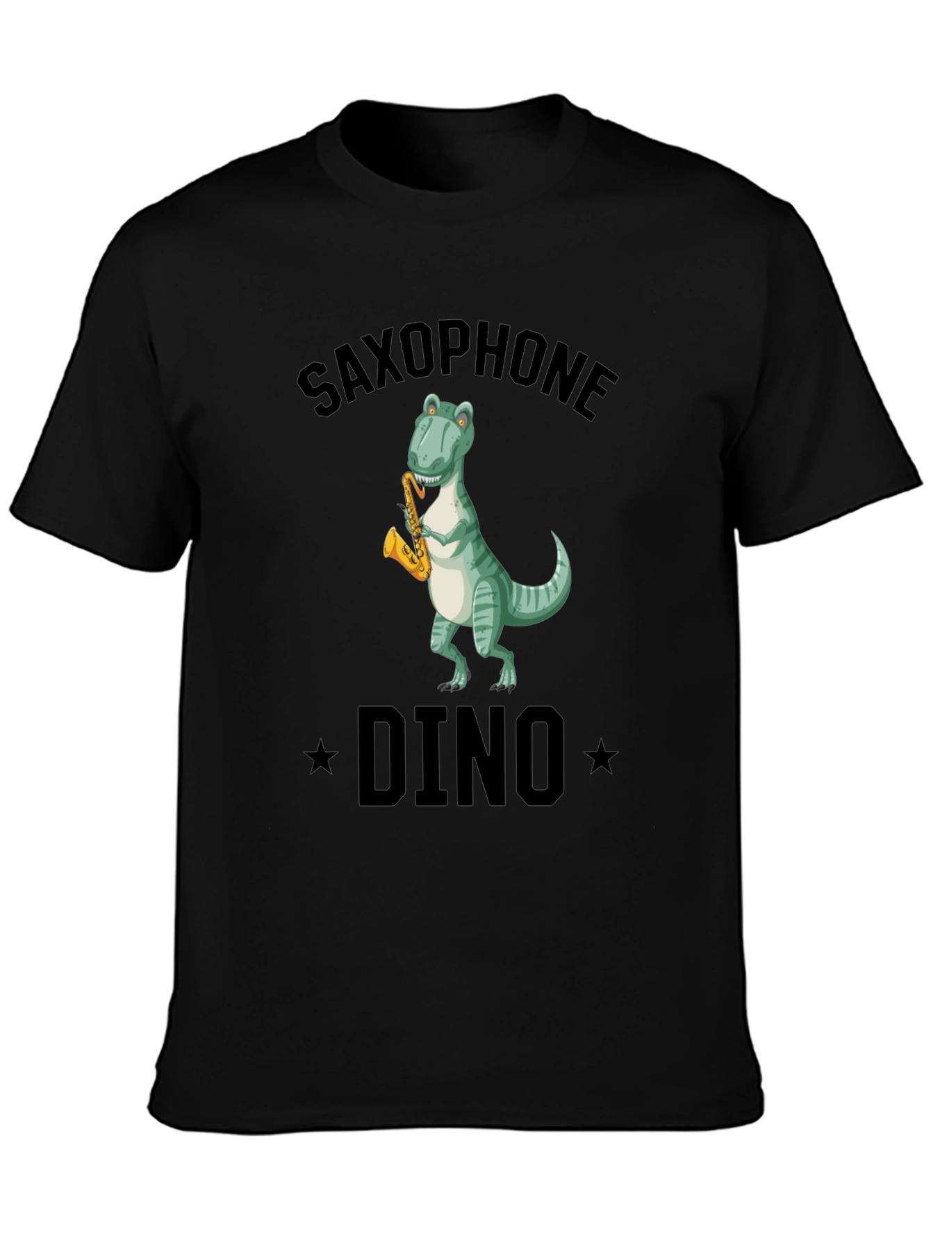 Saxophone Dino T-Shirt - Black Cotton Tee