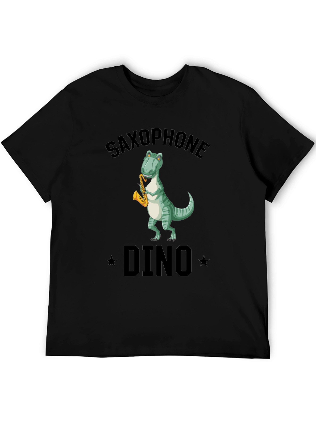 Saxophone Dino T-Shirt - Black Cotton Tee
