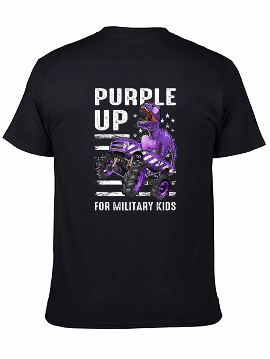 Purple Up T-Shirt - Military Kids Dinosaur Truck Tee