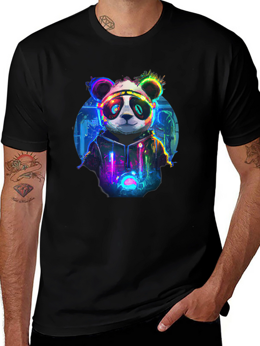 Cyberpunk Panda Graphic Tee - Black