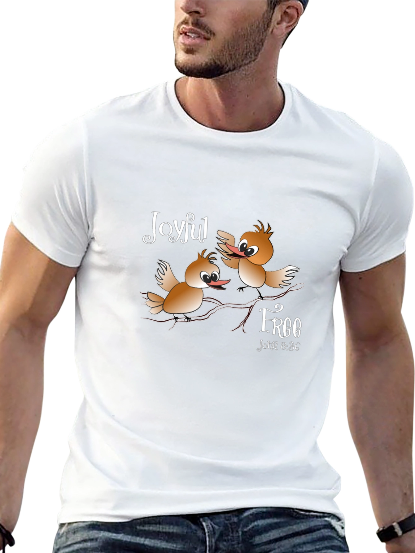 Joyful Free Birds Graphic Black T-Shirt