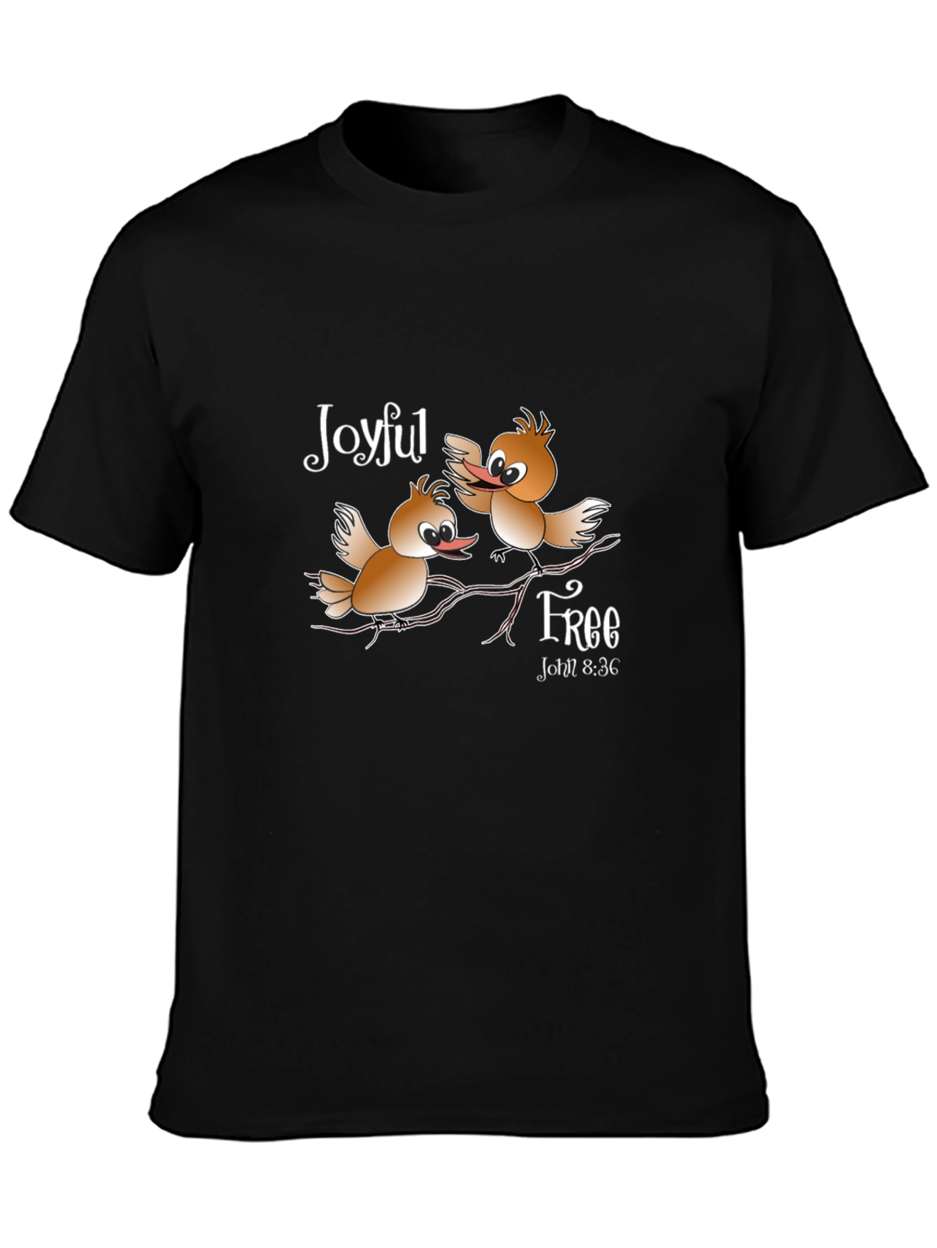 Joyful Free Birds Graphic Black T-Shirt