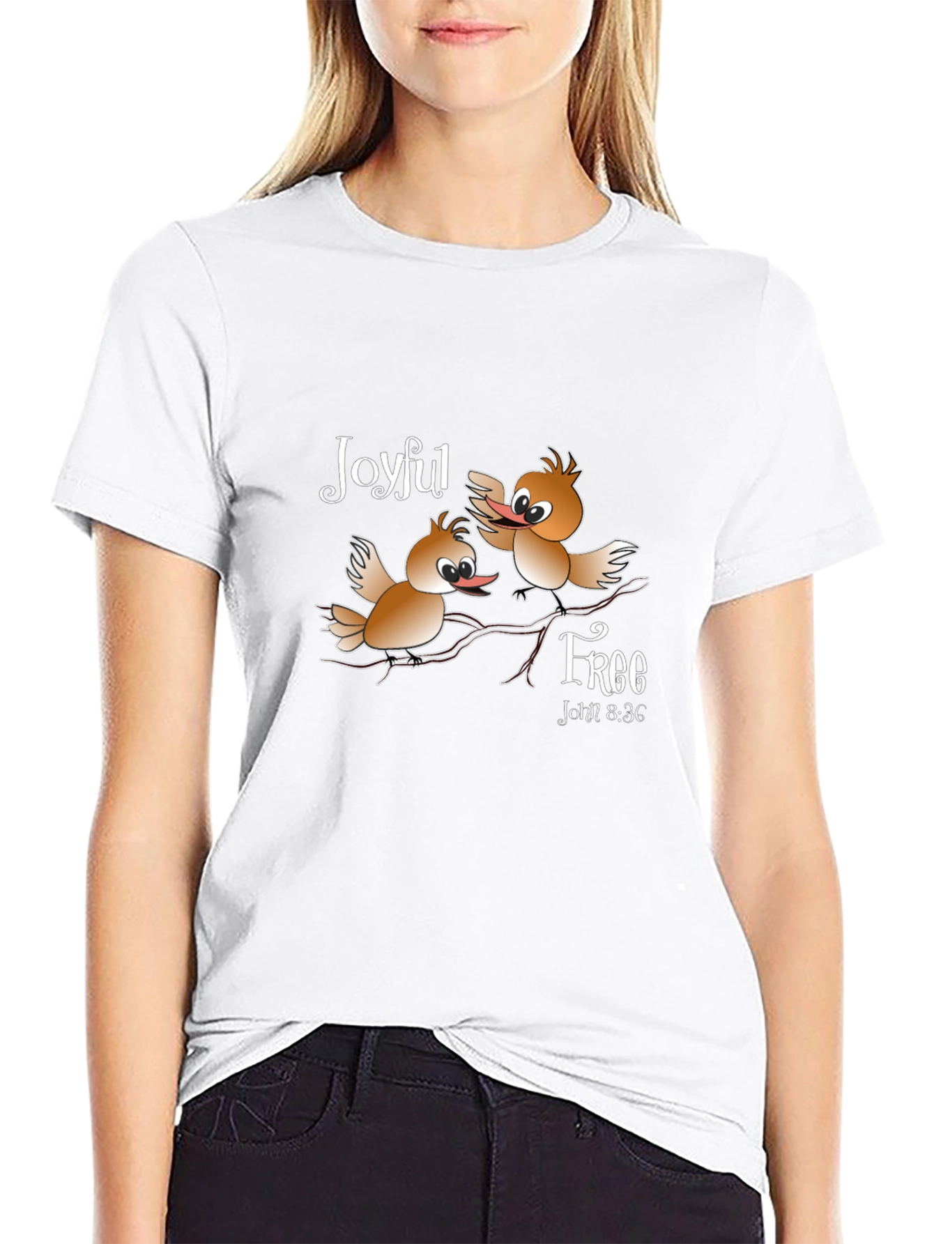 Joyful Free Birds Graphic Black T-Shirt