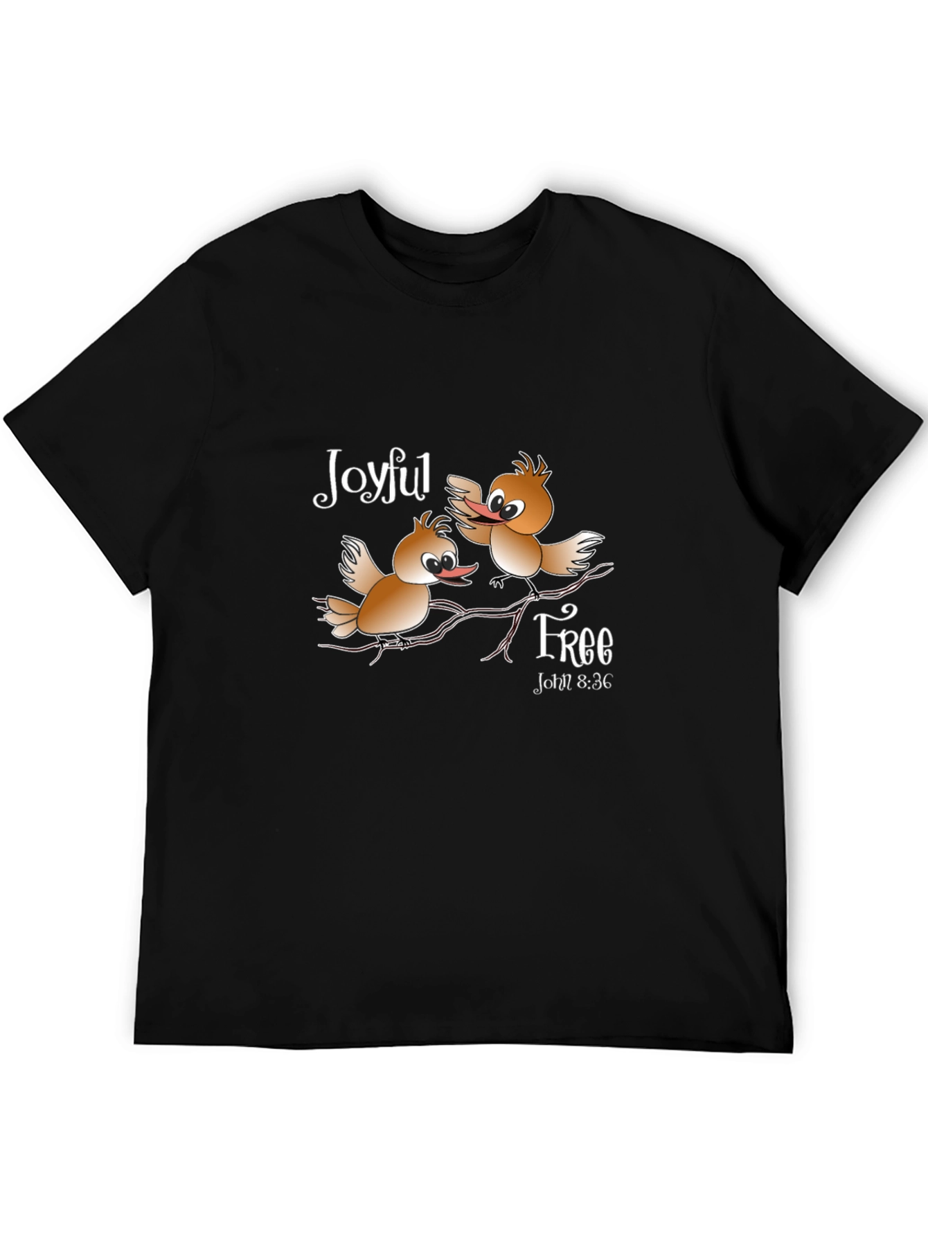 Joyful Free Birds Graphic Black T-Shirt