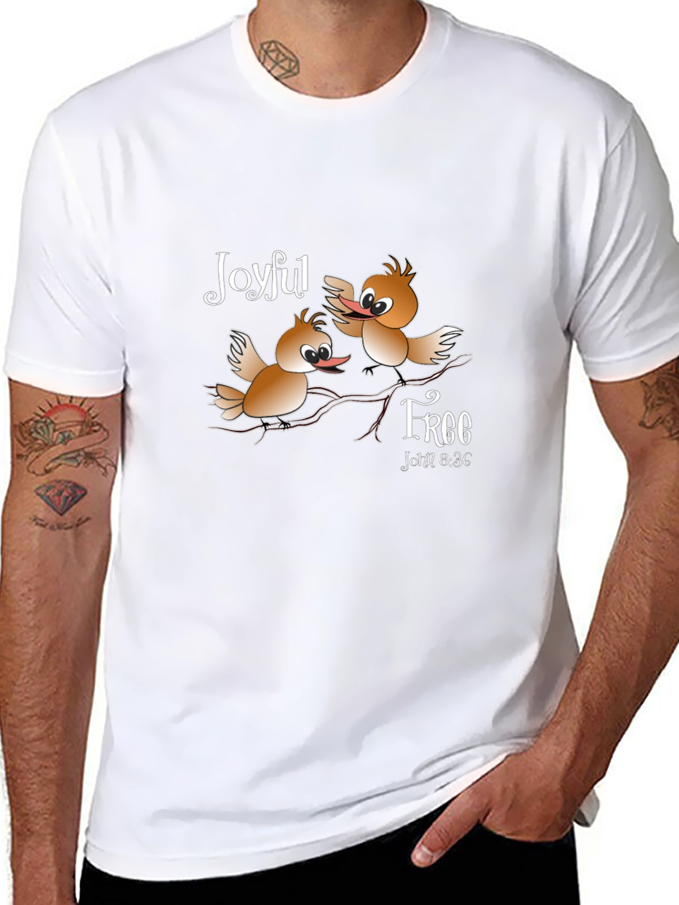 Joyful Free Birds Graphic Black T-Shirt