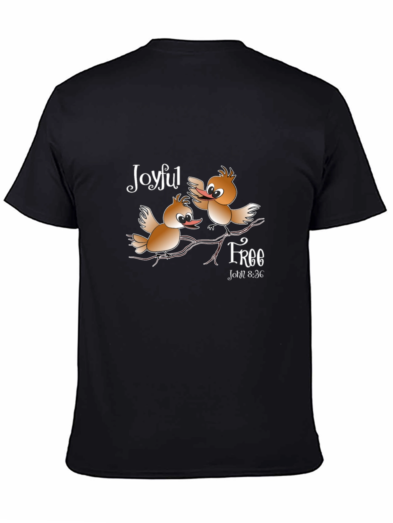 Joyful Free Birds Graphic Black T-Shirt