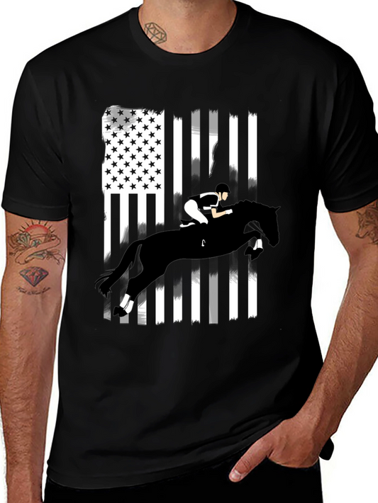 Equestrian Flag Graphic Tee - Black