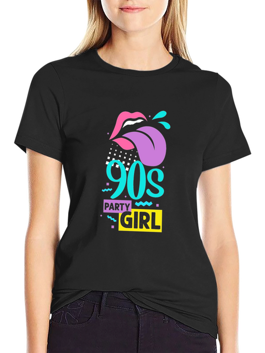 90s Party Girl Graphic Tee - Retro Style