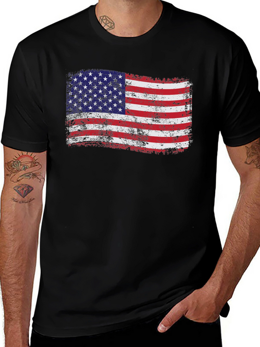 American Flag Distressed Graphic T-Shirt