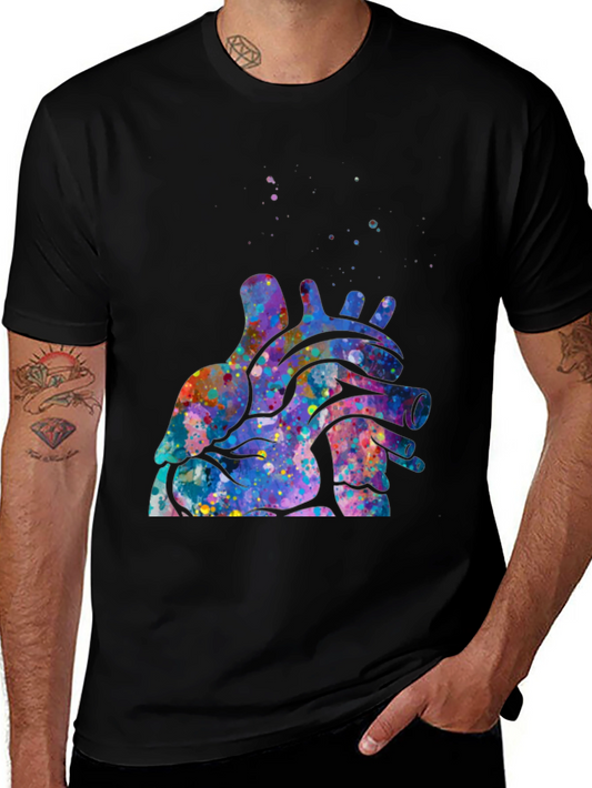 Abstract Heart Graphic Tee - Black