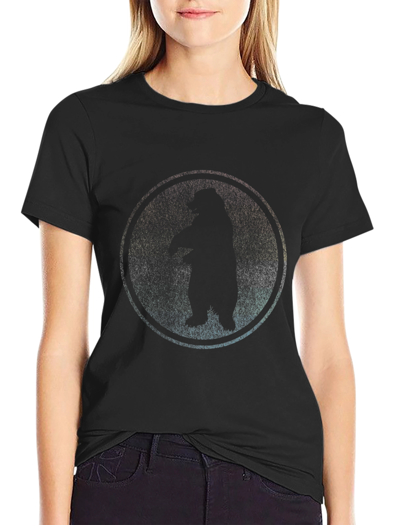 Cool Bear Silhouette Graphic Black T-Shirt