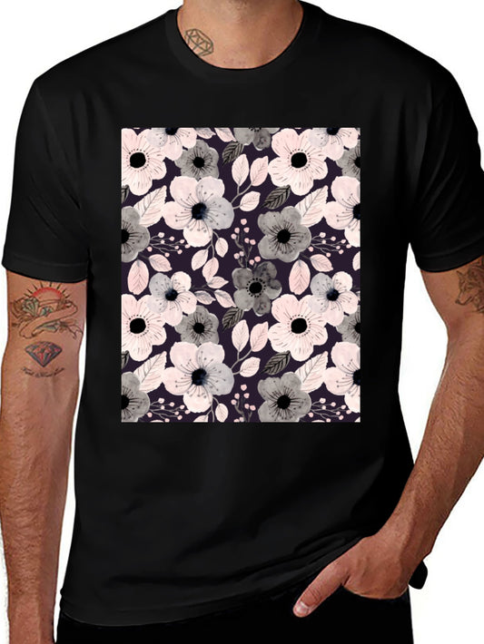 Floral Print T-Shirt - Stylish & Comfortable Black Tee