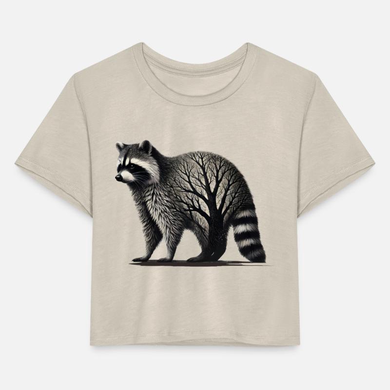 Raccoon and filigree tree network in the fur