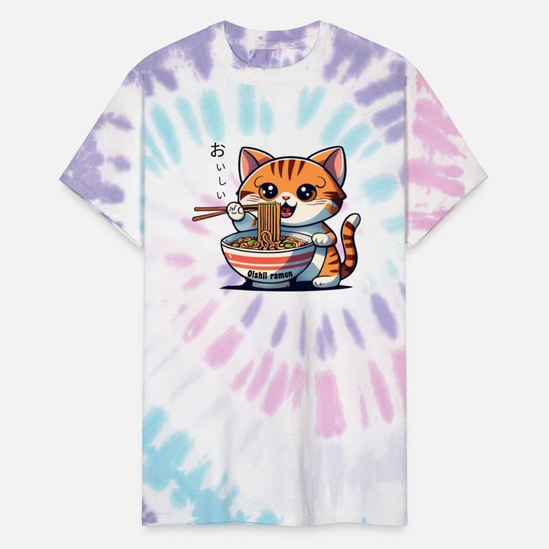 Ramen Cat Eating Oishii Noodles With Chopsticks