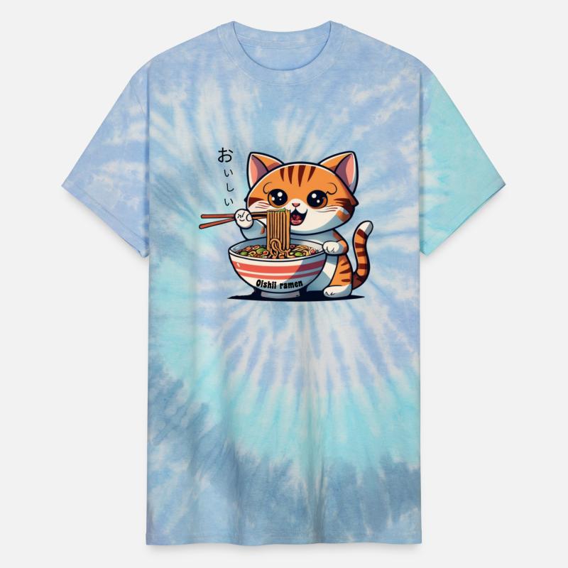 Ramen Cat Eating Oishii Noodles With Chopsticks