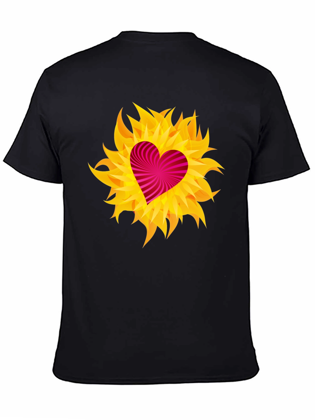 Heart Flame Graphic Tee - Black Cotton Shirt