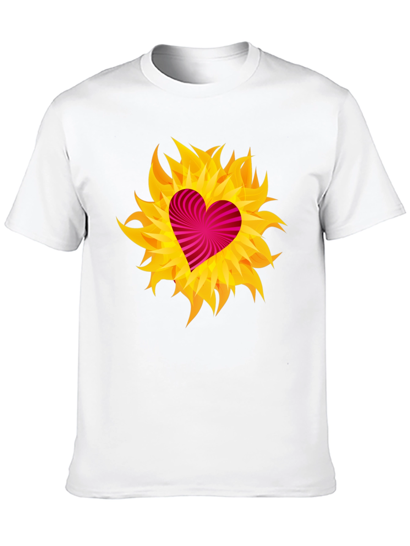 Heart Flame Graphic Tee - Black Cotton Shirt