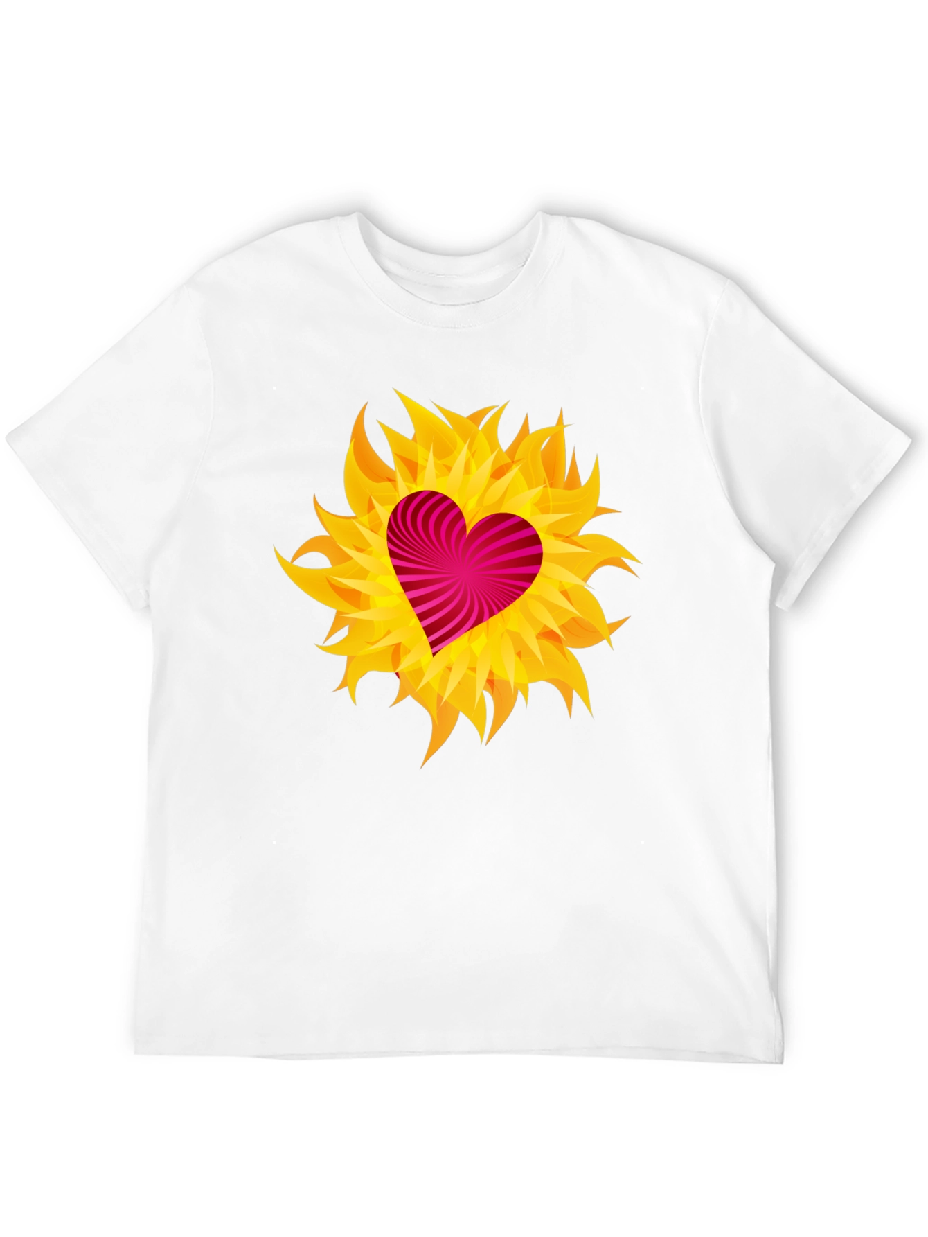 Heart Flame Graphic Tee - Black Cotton Shirt