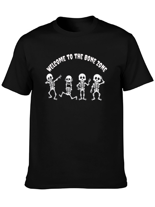 Bone Zone Skeleton Graphic Tee - Black Cotton T-Shirt