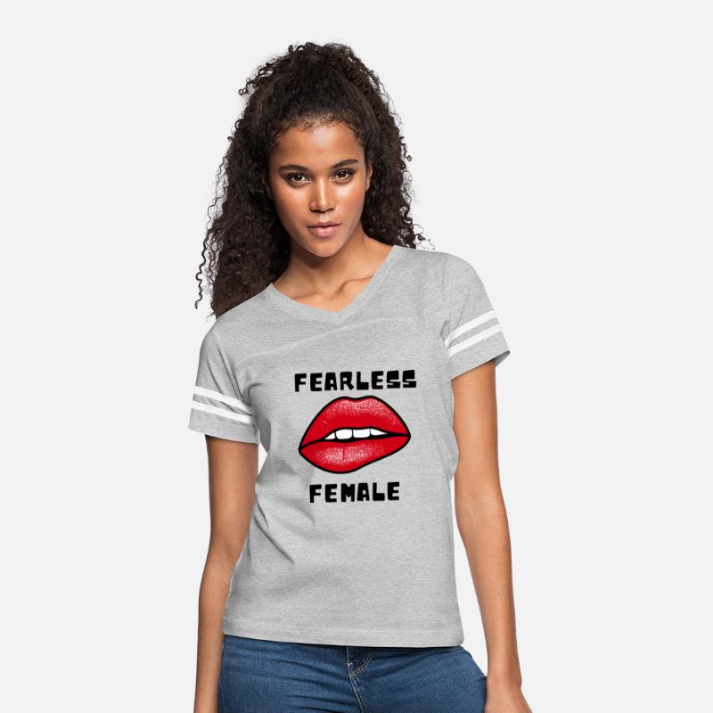 Red Black Fearless Female T Shirt