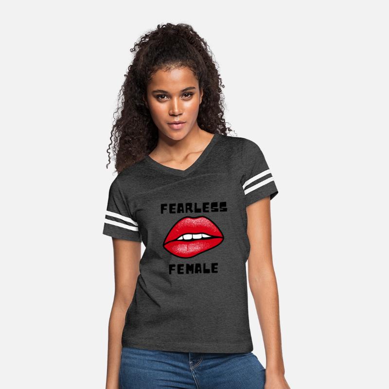 Red Black Fearless Female T Shirt